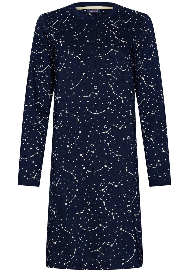 Rebelle Nachthemd katoen sterretjes - 11242-420-4 - donker blauw