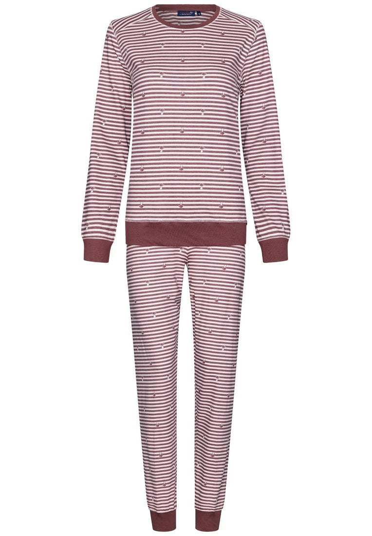 Rebelle pyjama fijne strepen met boorden - 21242-408-2 - donker rood