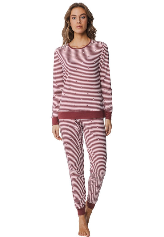 Rebelle pyjama fijne strepen met boorden - 21242-408-2 - donker rood
