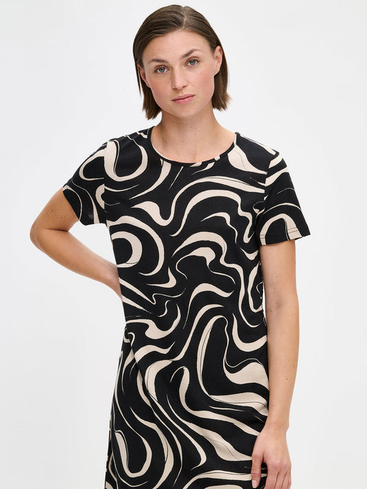 Nanso big shirt korte mouw - VESI 29298 - Zwart / Breige