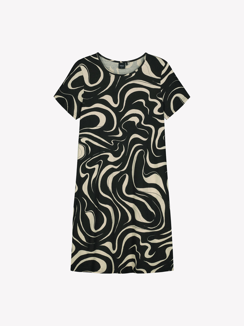 Nanso big shirt korte mouw - VESI 29298 - Zwart / Breige