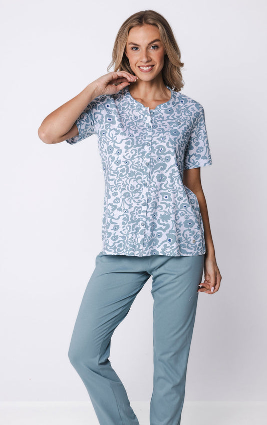 Pastunette Pyjama doorknoop - Stone Blue 121261-130-1 - Blauw