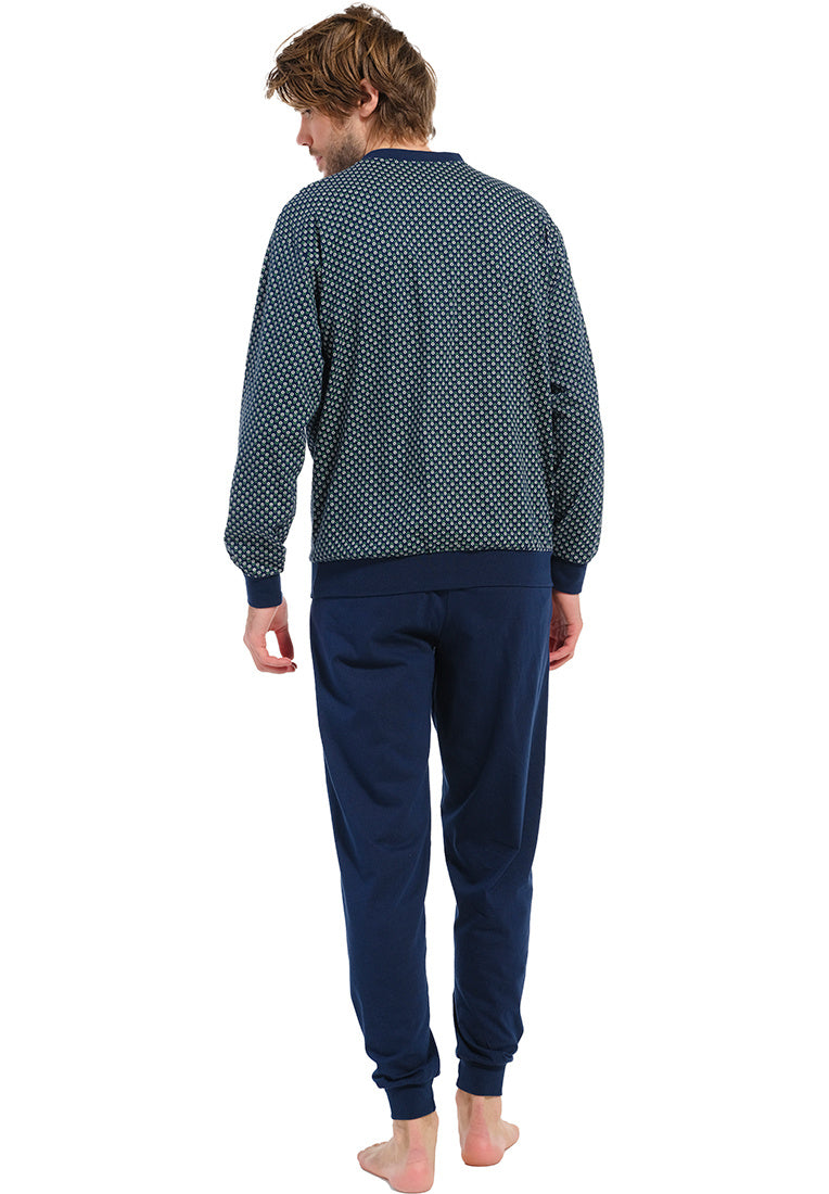 Robson heren pyjama met boorden - 27232-718-4 - blauw / groen