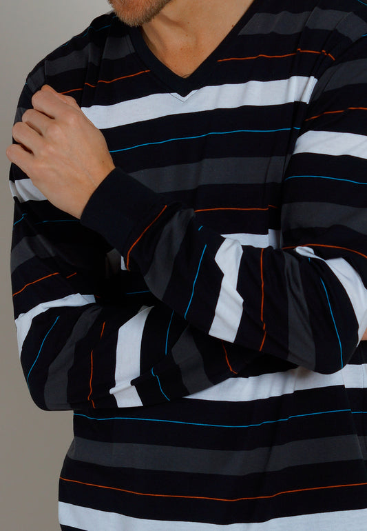 Ceceba heren Pyjama met boorden - 31136 - Zwart gestreept