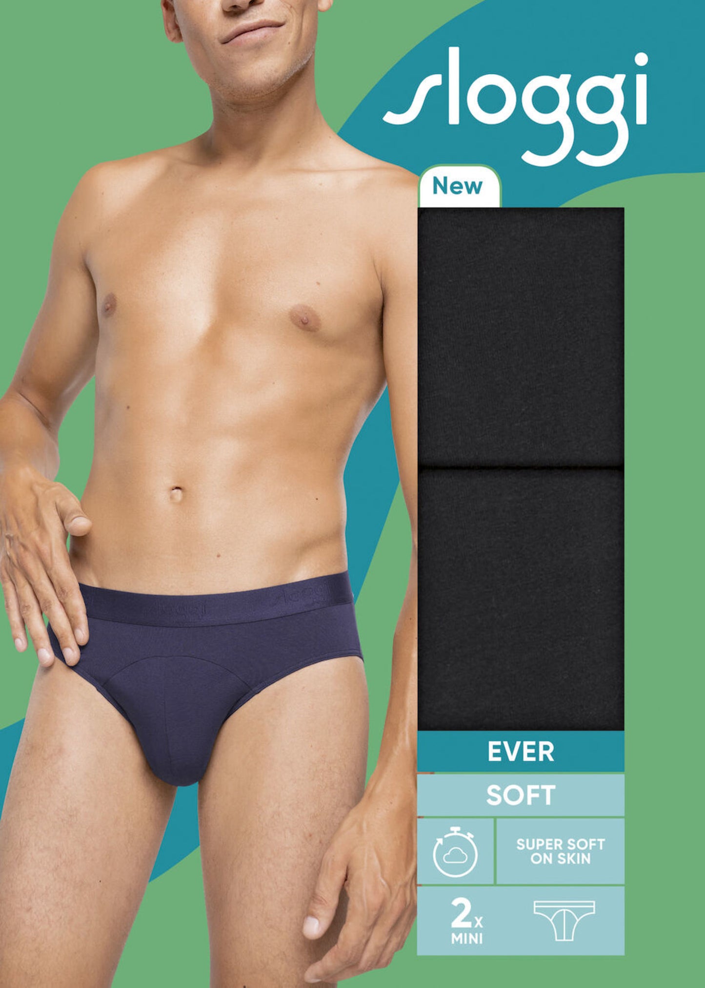 Sloggi men slip - Ever soft mini - 3 kleuren - 2pack *Uitlopend