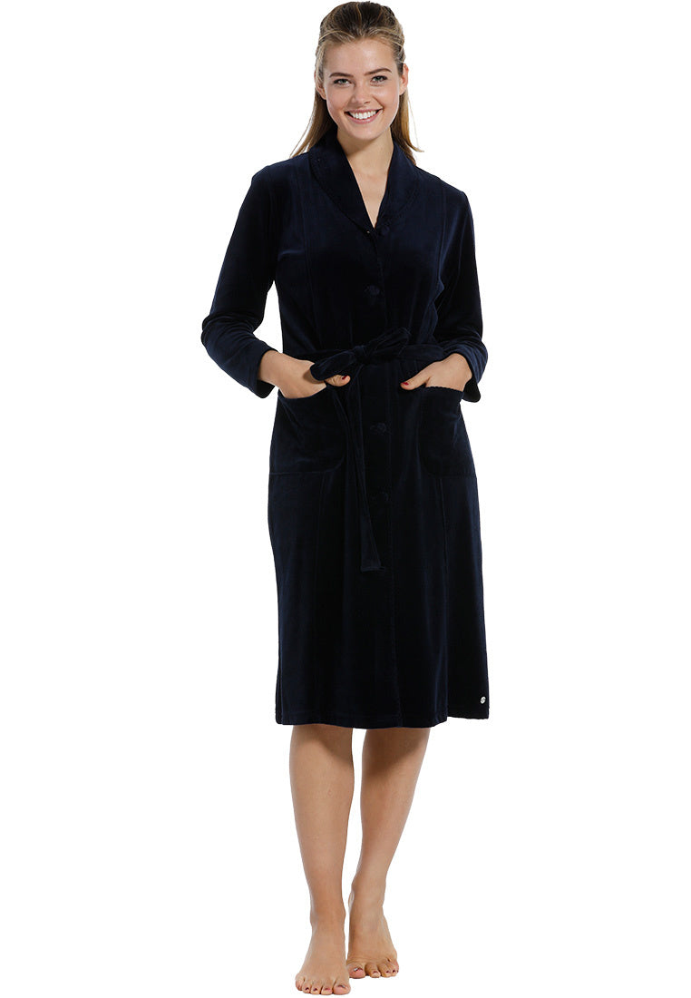 Pastunette Deluxe ochtendjas velours met knopen en ceintuur - 75199-303-6 - 2 kleuren *uitlopend