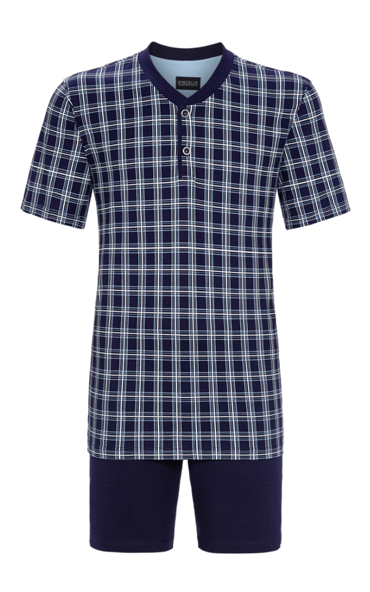 Ringella heren Shortama met knoopsluiting - 2241307 - donker blauw