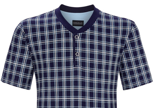 Ringella heren Shortama met knoopsluiting - 2241307 - donker blauw