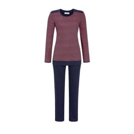 Ringella Pyjama ronde hals sportief streepje - 2511231 - donker blauw
