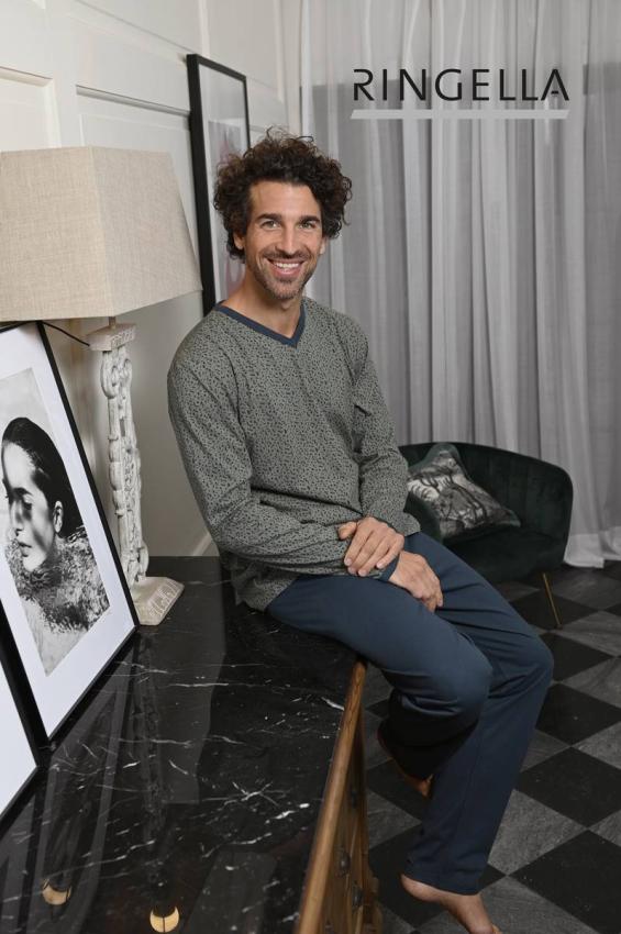 Ringella heren pyjama met V hals - 2541204 - Olijf groen