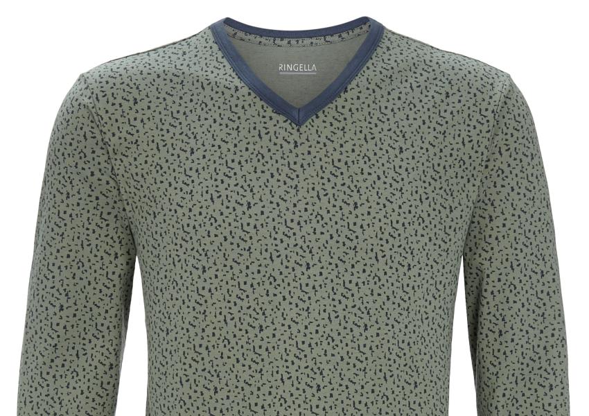 Ringella heren pyjama met V hals - 2541204 - Olijf groen