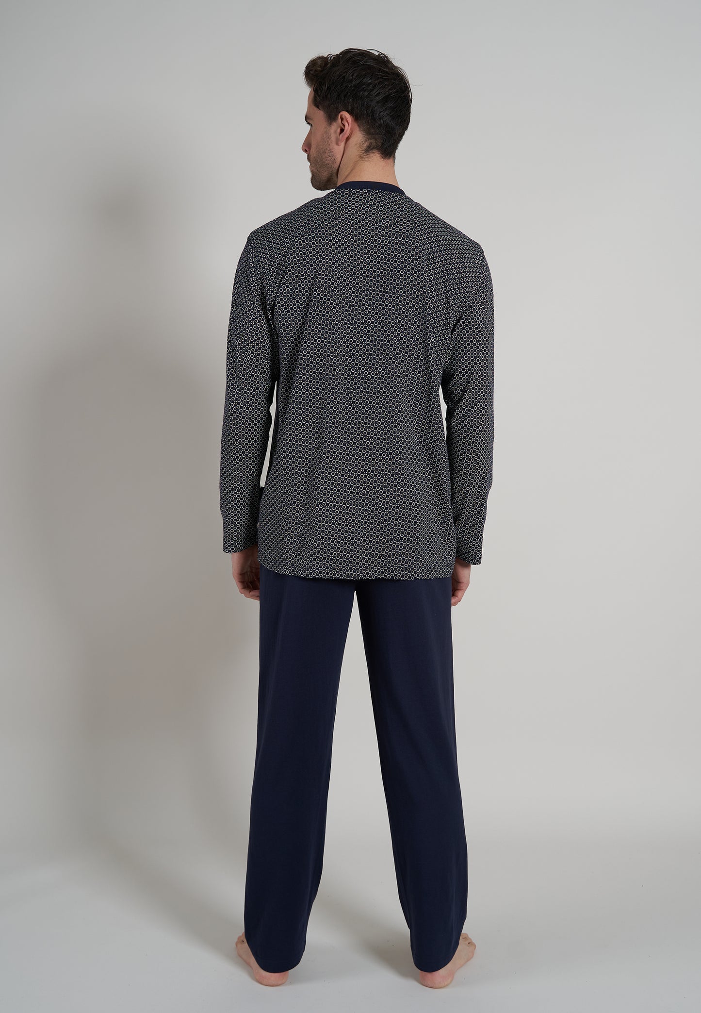 Gotzburg heren Pyjama V hals - 452118 - donker blauw
