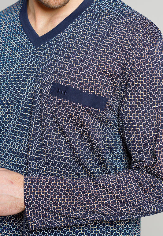 Gotzburg heren Pyjama V hals - 452118 - donker blauw