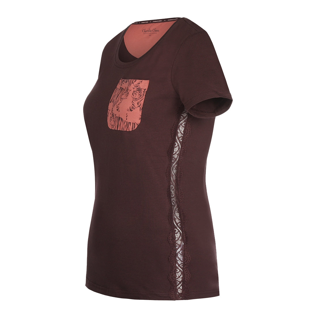 Charlie Choe Pyjamashirt - V43107 - bruin roze Tijgers