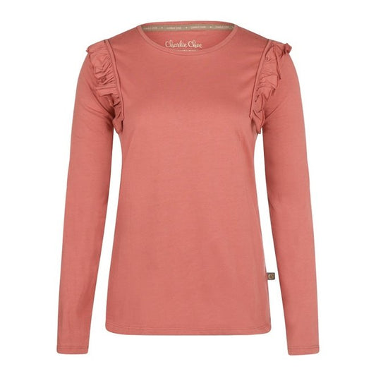 Charlie Choe Dames Pyjama Shirt - U45100-38 - Blushed Terra Ruches