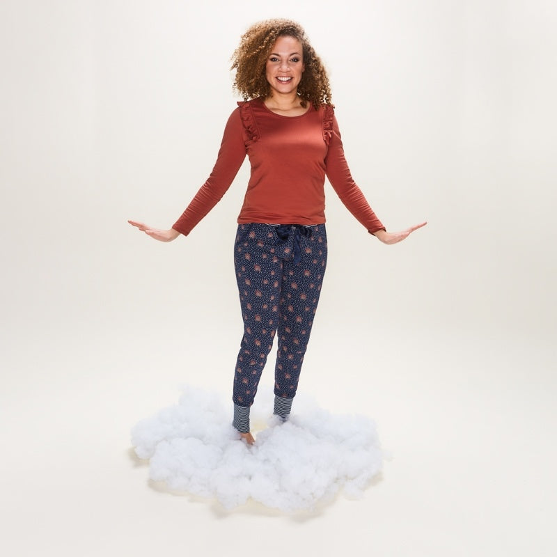 Charlie Choe Dames Pyjama Shirt - U45100-38 - Blushed Terra Ruches