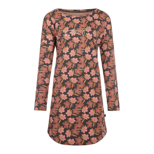Charlie Choe Dames Nachthemd Bigshirt - U45177-38 - Donkergrijs Bloemen