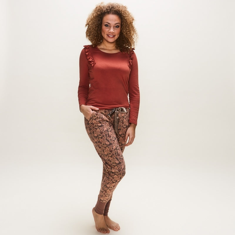 Charlie Choe Dames Pyjama Shirt - U45100-38 - Blushed Terra Ruches