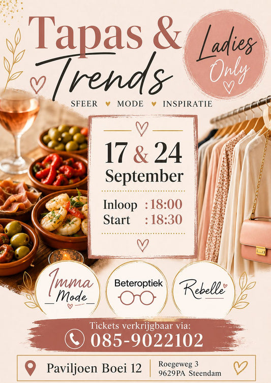 ✨ Tapas & Trends – Ladies Only! ✨ 17 september geven wij een modeshow!