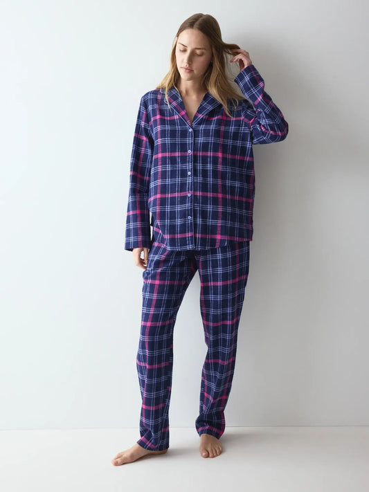 Triumph flannelen pyjama - Boyfriend PW 01 X Checks - Blauw M007