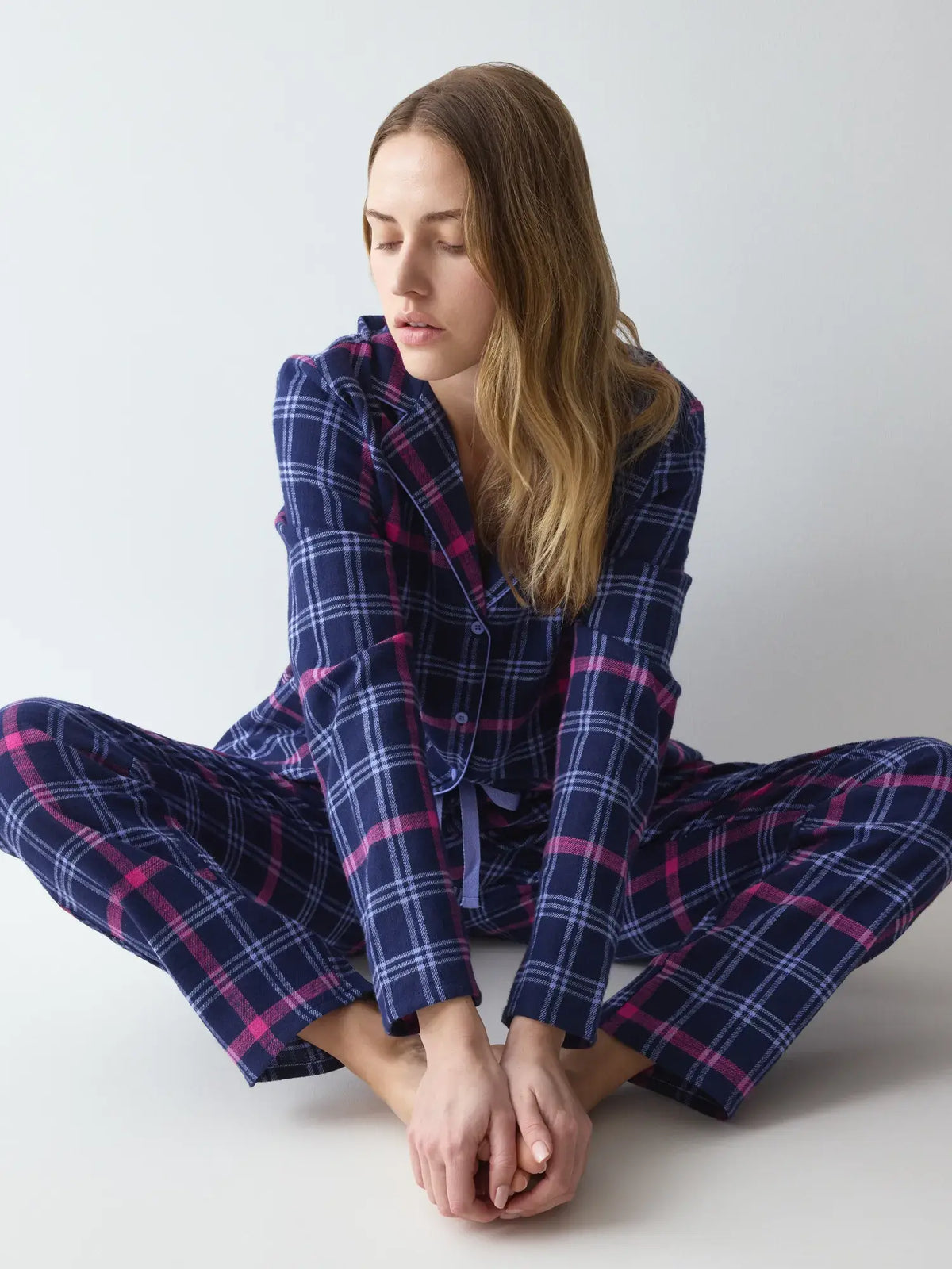 Triumph flannelen pyjama - Boyfriend PW 01 X Checks - Blauw M007