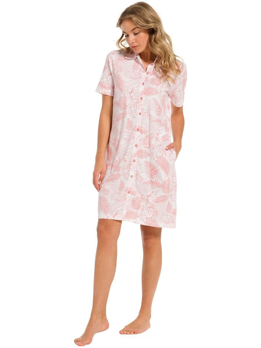 Pastunette Doorknoop Nachthemd met floraprint - 10241-150-6 - Licht roze