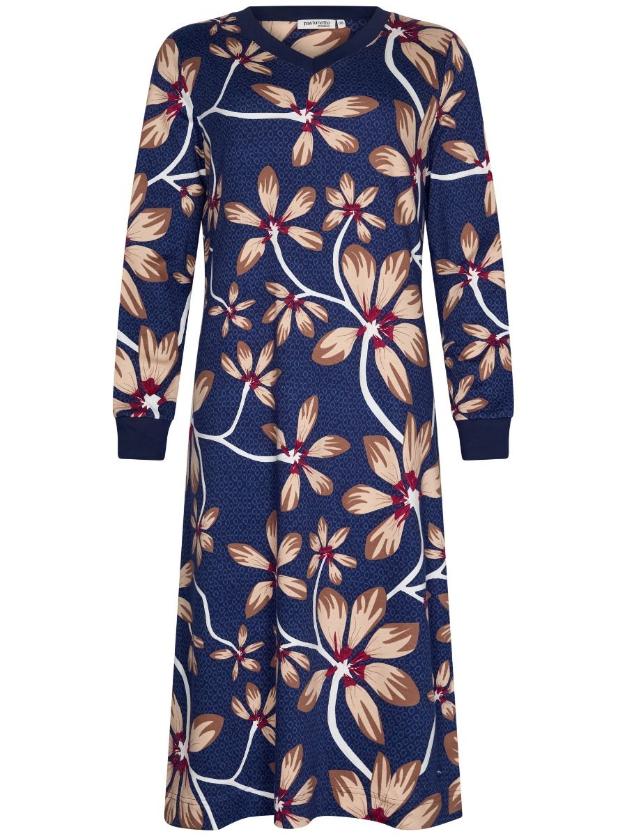 Pastunette Lang Nachthemd - serie Midnight Bloom 111252-238-1 - Donker blauw