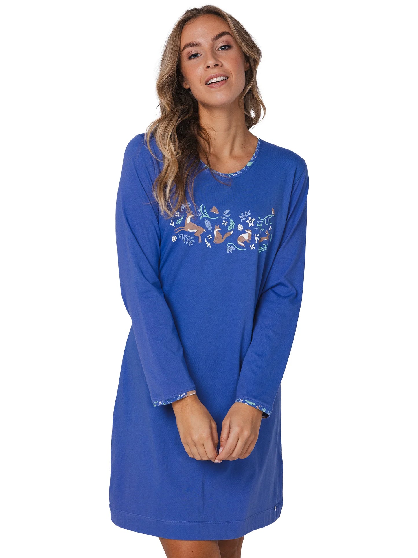 Rebelle Nachthemd serie Forest Animals met opdruk - 111252-600-1 - Blauw