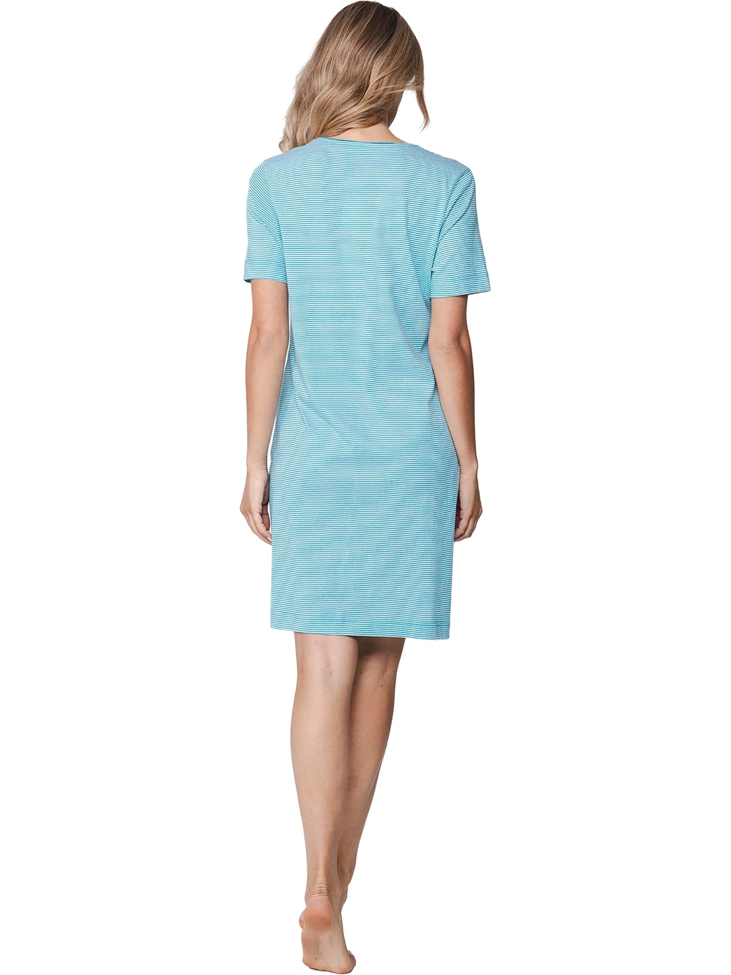 Pastunette Nachthemd fijn streepje en opdruk - serie Ipanema 111261-104-1 - Turquoise