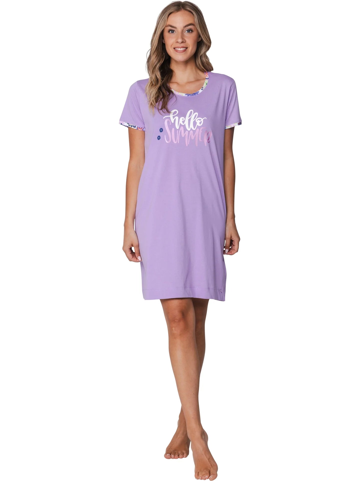 Rebelle Nachthemd met opdruk 'Hello Summer' - Waterflower 111261-628-2 - Lila