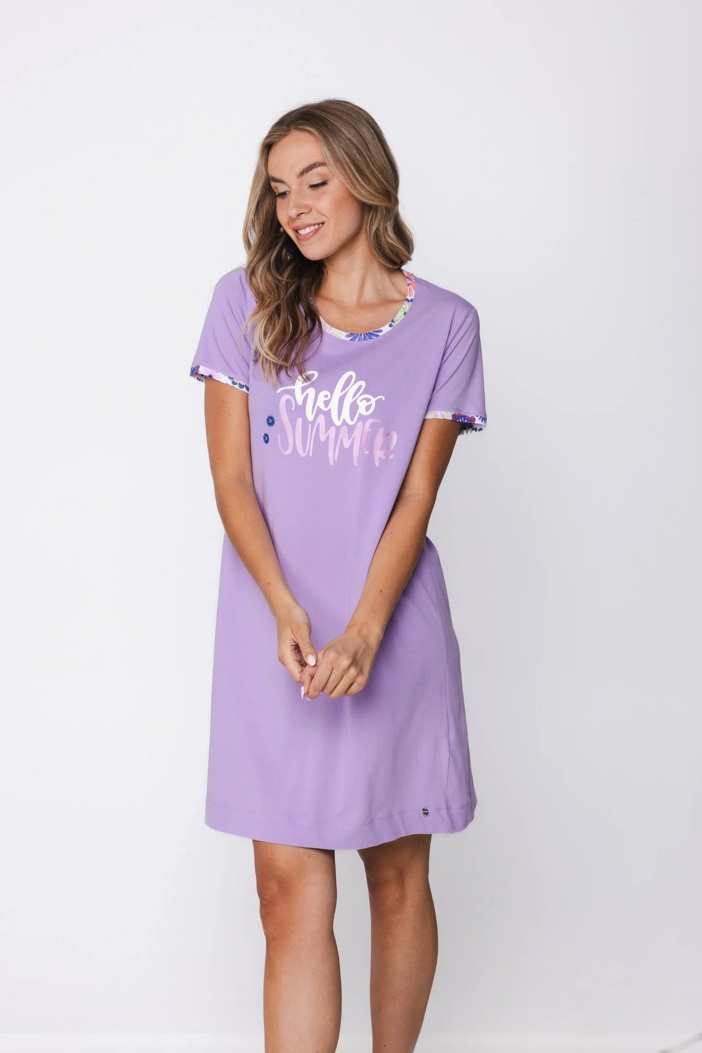 Rebelle Nachthemd met opdruk 'Hello Summer' - Waterflower 111261-628-2 - Lila