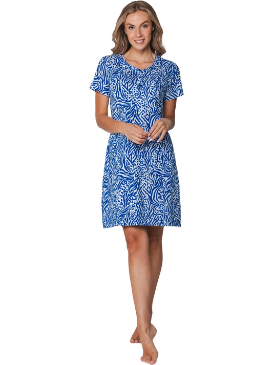 Rebelle Nachthemd met knoopsluiting - Blue Bay 111261-628-1 - Blauw