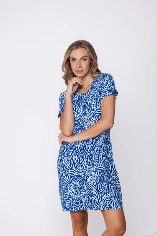 Rebelle Nachthemd met knoopsluiting - Blue Bay 111261-628-1 - Blauw