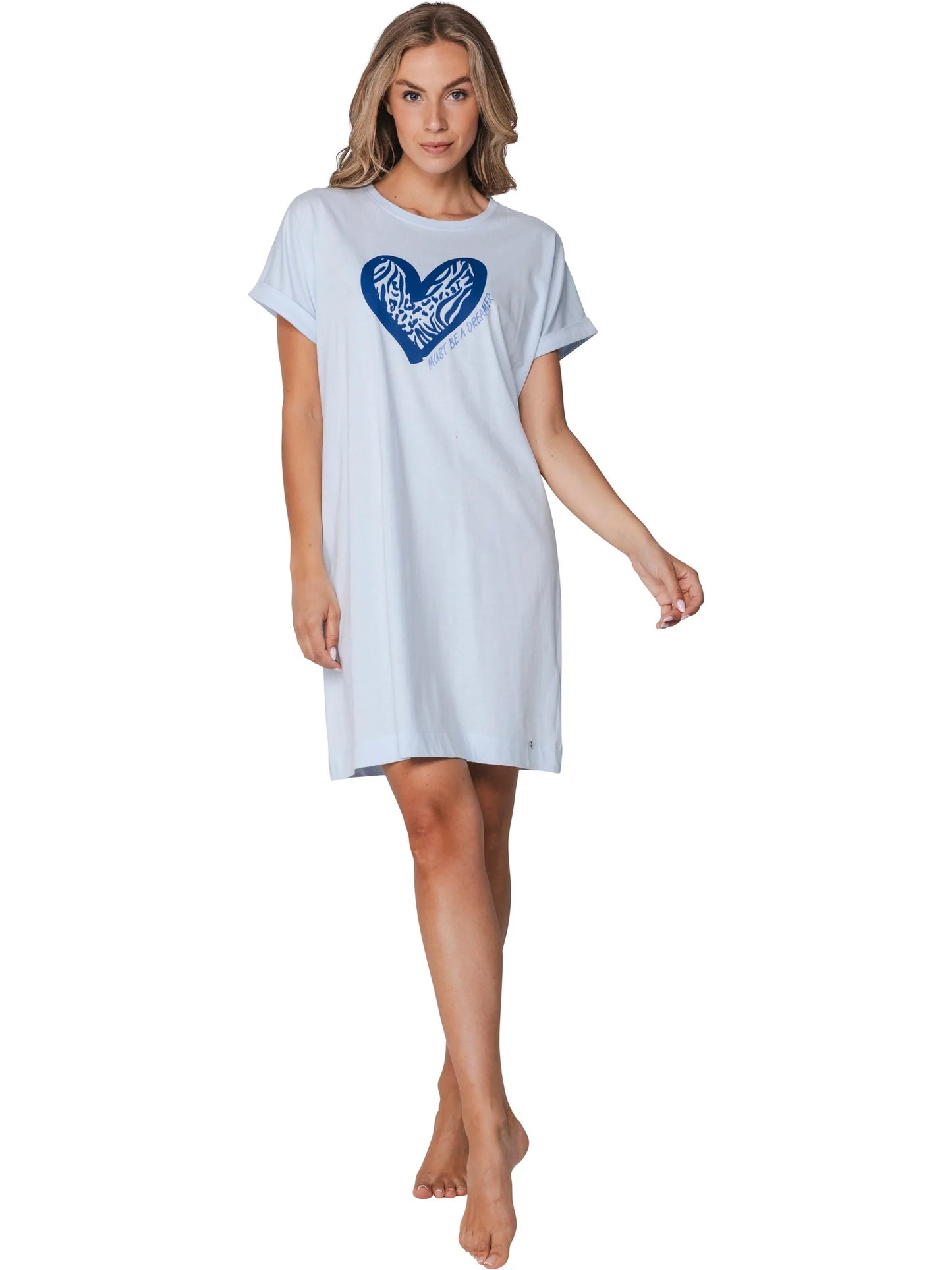 Rebelle Nachthemd met opdruk hart - 111261-628-2 - Licht blauw