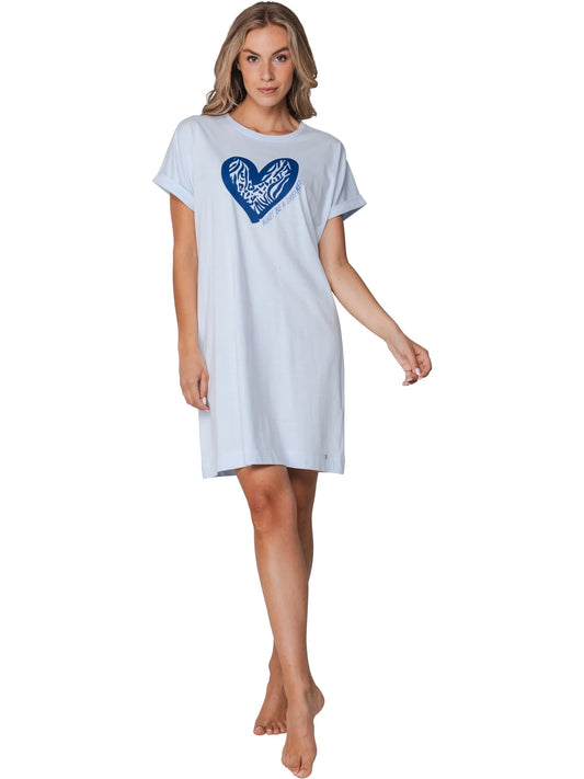 Rebelle Nachthemd met opdruk hart - 111261-628-2 - Licht blauw