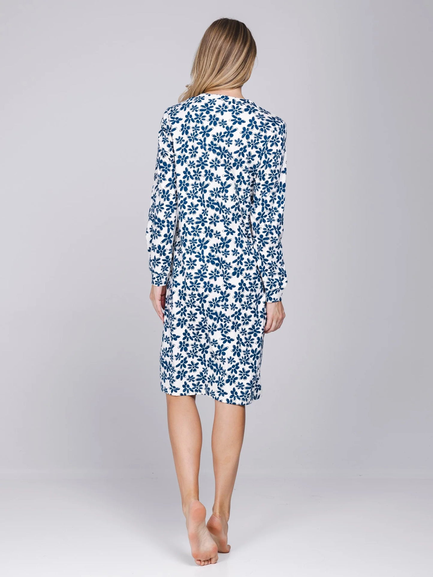 Pastunette lang nachthemd serie Nordic Bloom - 111262-148-1 - Donker Blauw