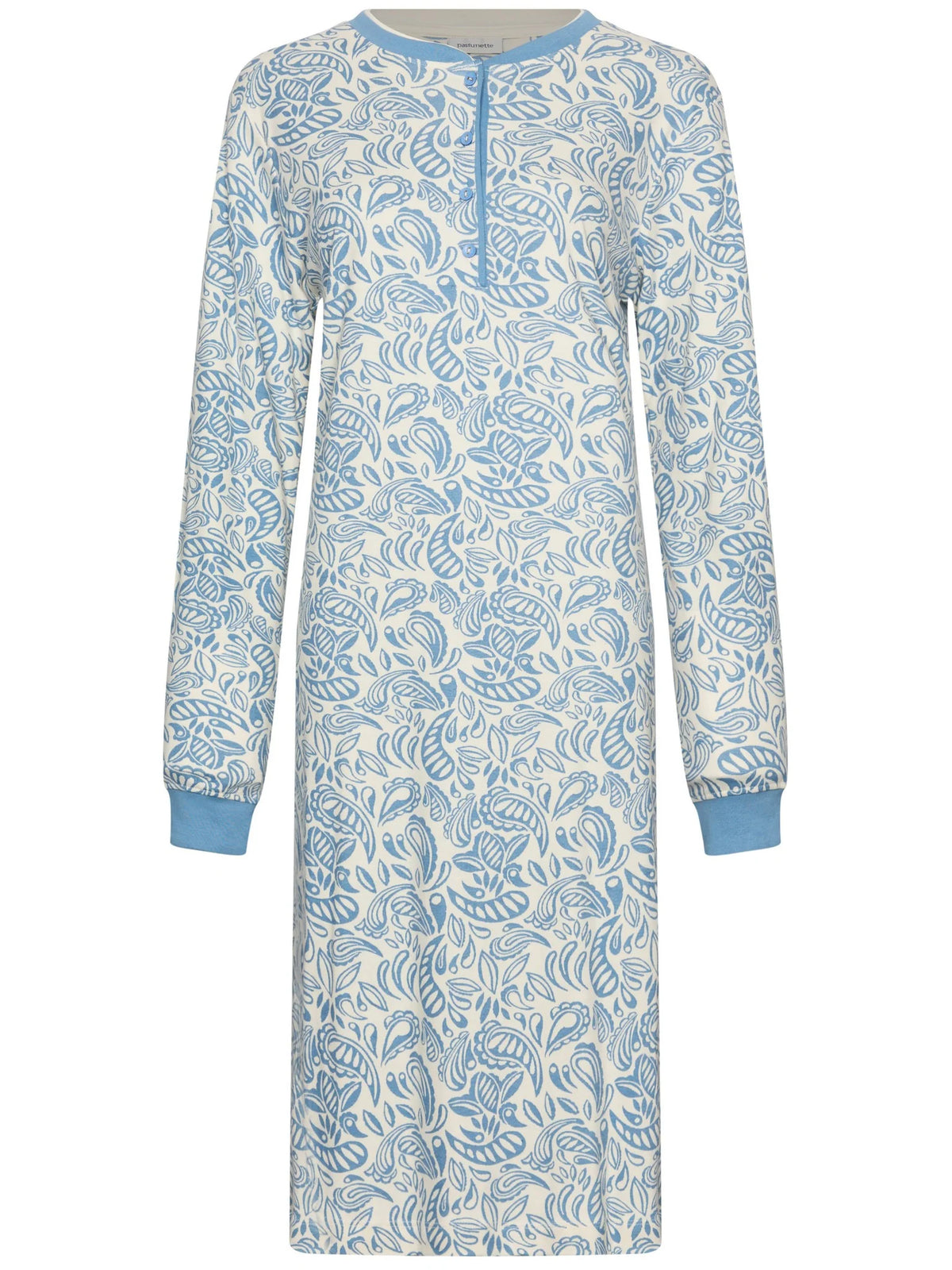 Pastunette lang nachthemd met knoopsluiting serie Soft Paisley - 111262-172-1 - Blauw