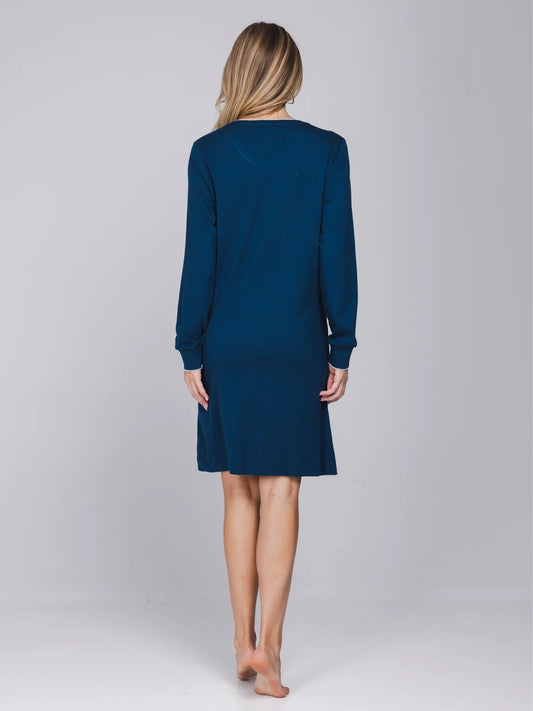 Rebelle nachthemd met boorden serie Snowy Sparkles - 111262-630-1 - Donker Blauw