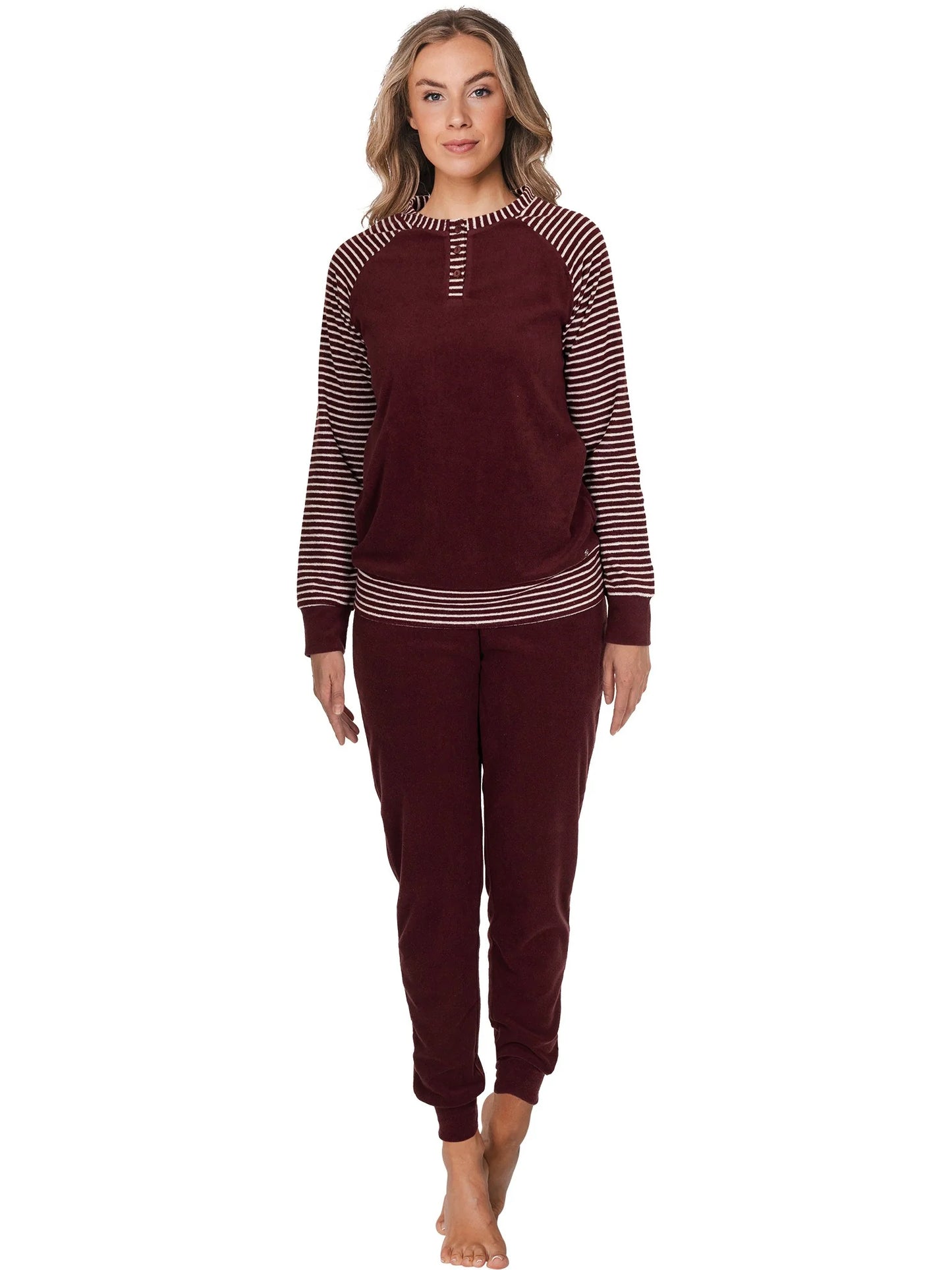 Pastunette Pyjama Badstof met knoopsluiting - NOS 121199-104-1 - Donker rood