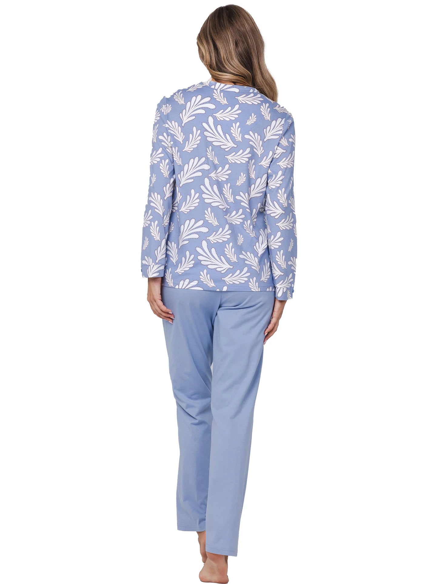 Pastunette Pyjama met print van bladeren - Tender 121252-136-1 - Blauw
