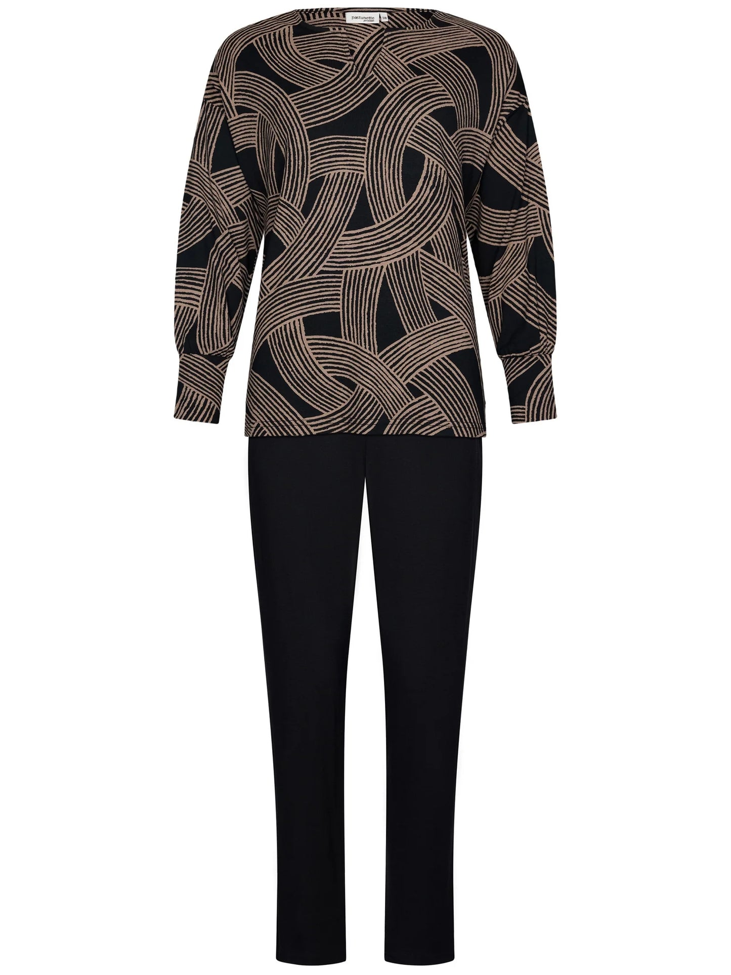 Pastunette Premium pyjama grafische lijnen - serie balance 121251-246-2 - Zwart
