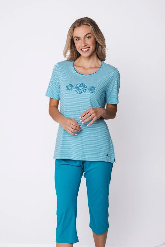 Pastunette Pyjama met 3/4 broek - Ipanema 121261-104-1 - Turquoise