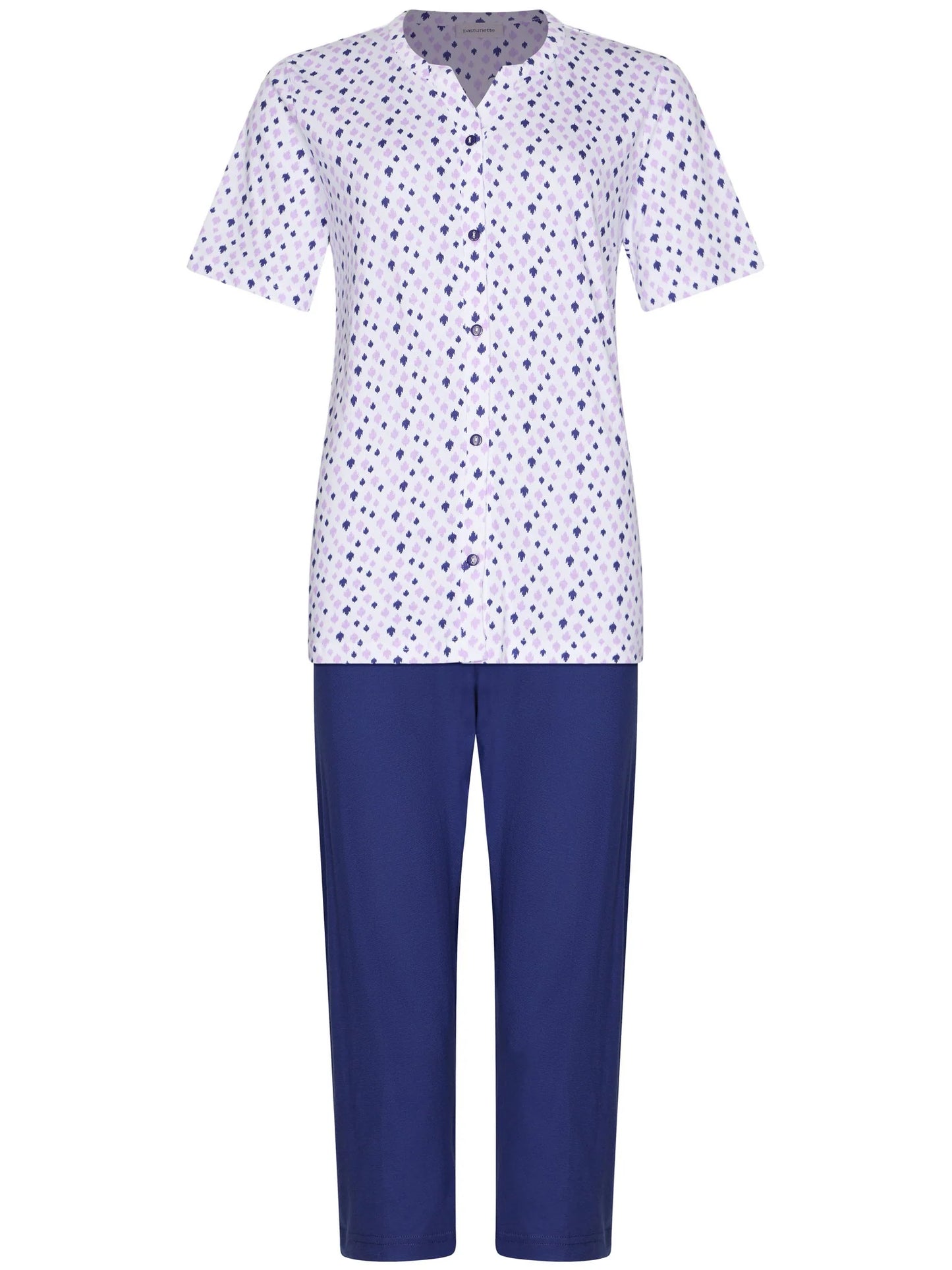 Pastunette Pyjama doorknoop met 3/4 broek - Purple Haze 121261-146-1 - Donker Blauw