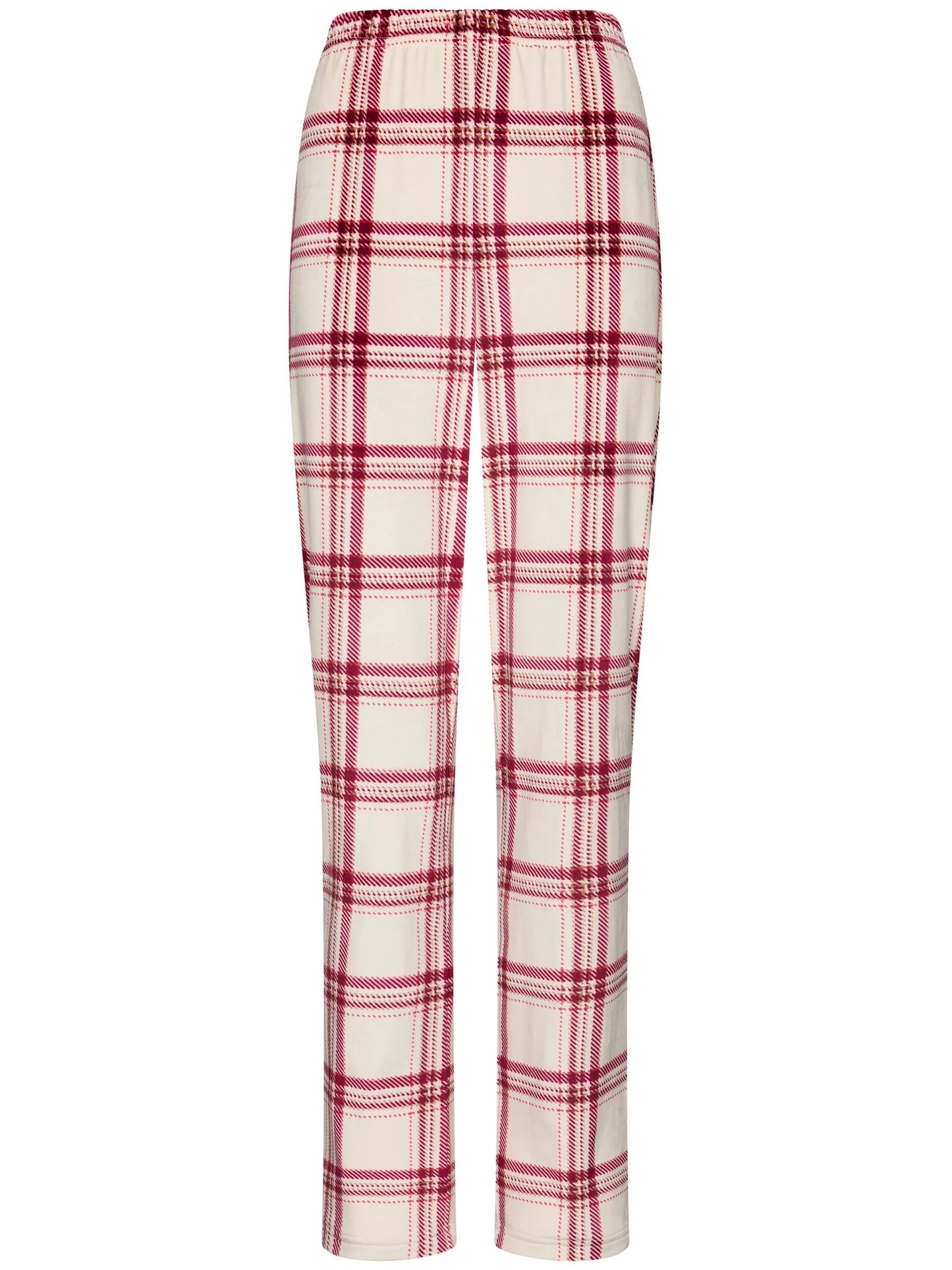 Pastunette warme Pyjama doorknoop - Alpine Creme 121262-102-2 - Donker rood geruit