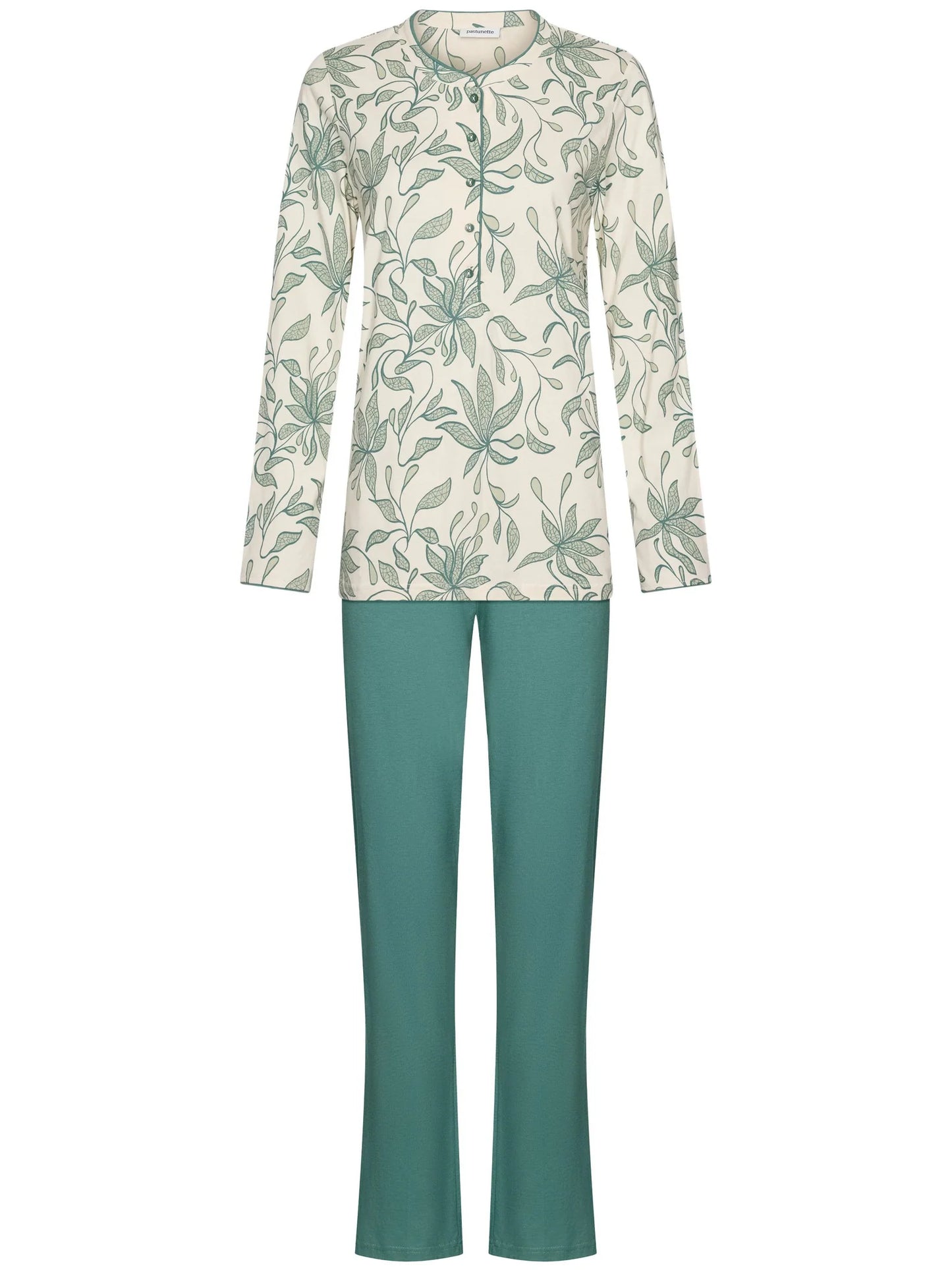 Pastunette Pyjama met knoopsluiting serie Nordic leaf - 121262-126-1 - Groen