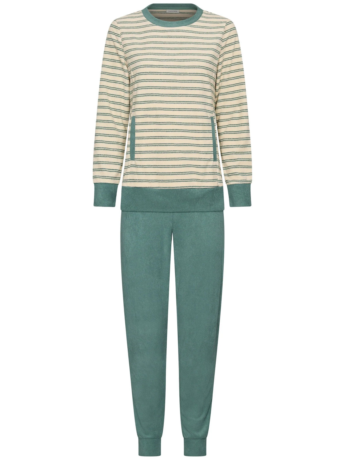 Pastunette Pyjama Badstof met boorden - Nordic Leaf 121262-136-1 - Donker groen