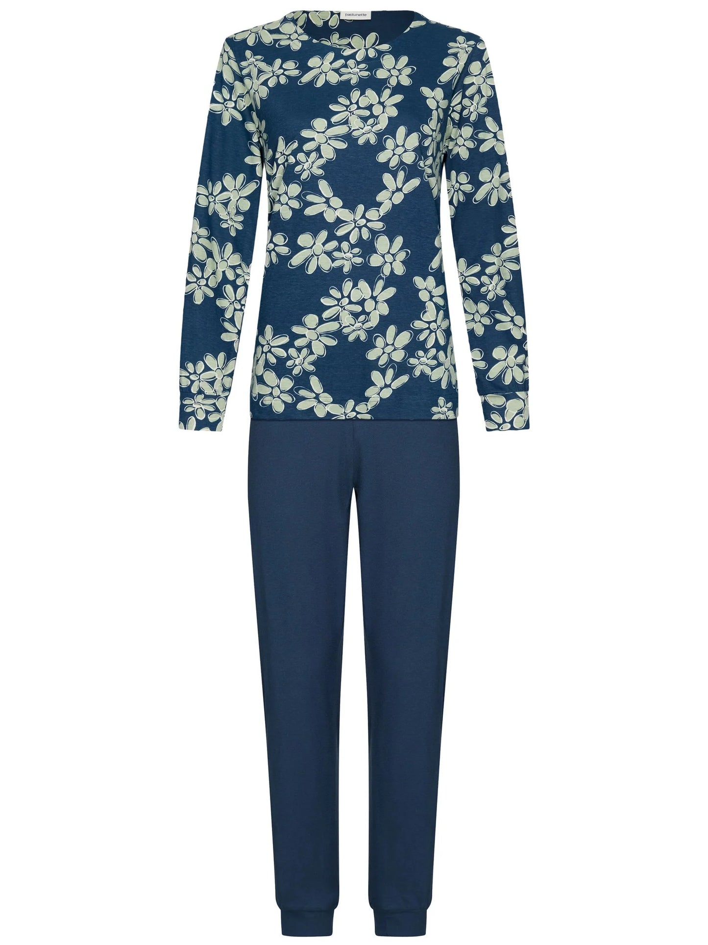 Pastunette Pyjama met boorden serie Nordic Bloom - 121262-146-1 - Donker Blauw