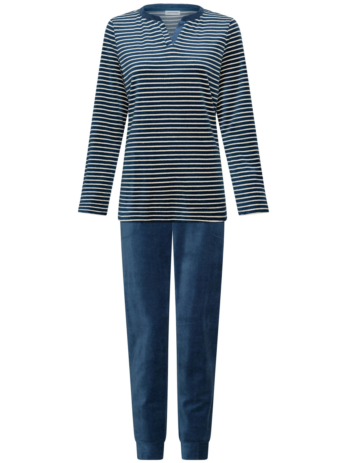 Pastunette Pyjama met boorden van velours - Nordic Bloom 121262-158-1 - Donker blauw