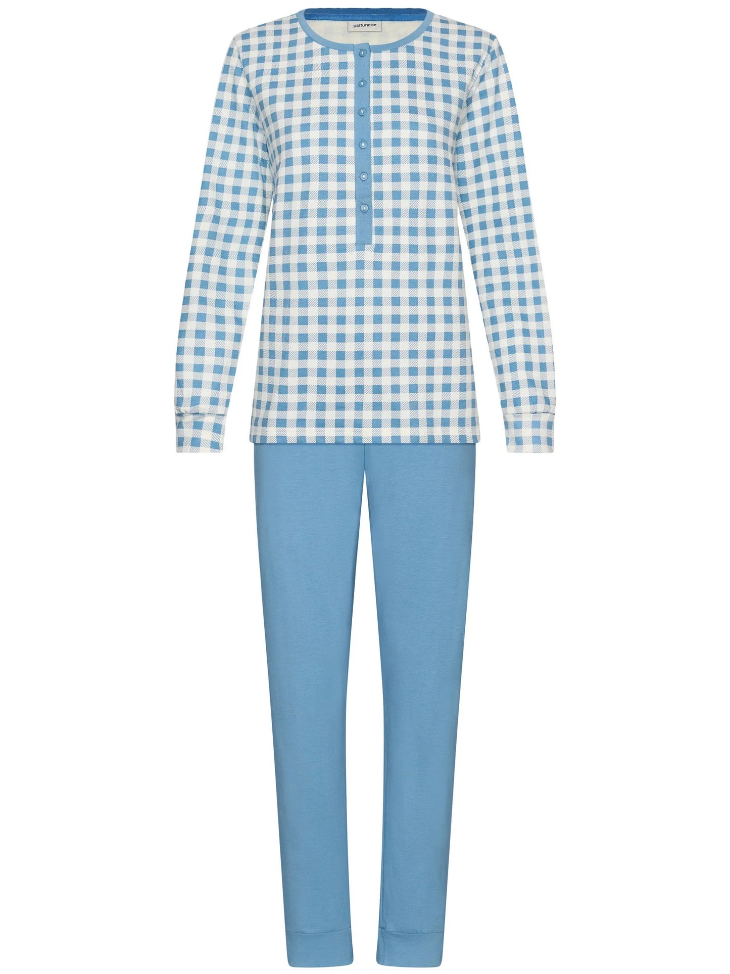 Pastunette Warme Pyjama met boorden serie Blue Cottage - 121262-164-1 - Donker Blauw