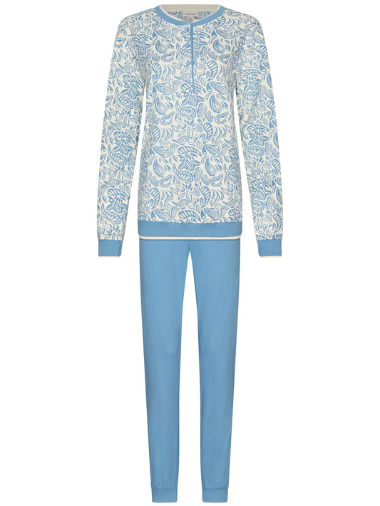 Pastunette Dikke Pyjama met knoopsluiting serie Soft Paisley - 121262-172-1 - Blauw